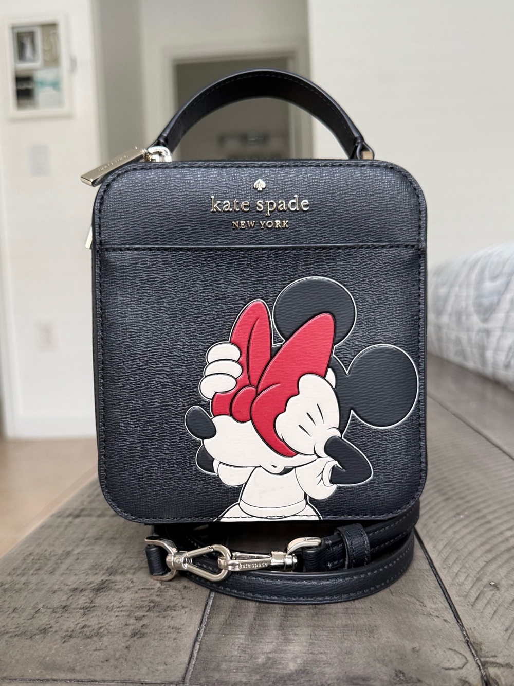 Kate Spade Disney Minnie Mouse Crossbody Bag Black Saffiano Leather NWOT